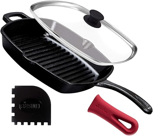 10.5″ Pre-Seasoned Cast Iron Gril...