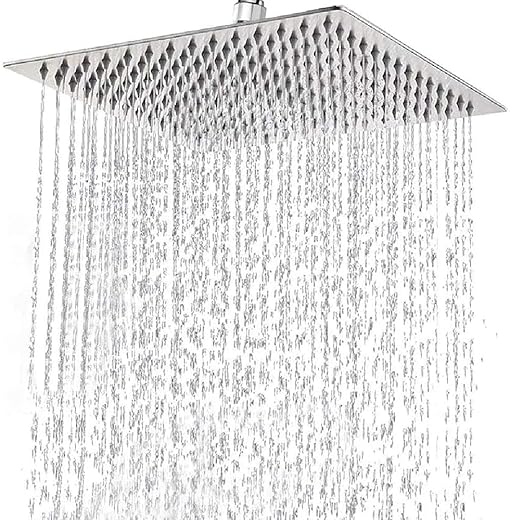 12-Inch Square Rain Shower Head –...
