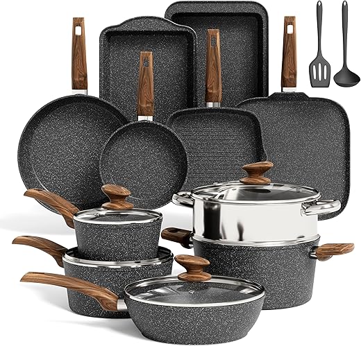 17-Piece Non-Stick Induction Cookware S...