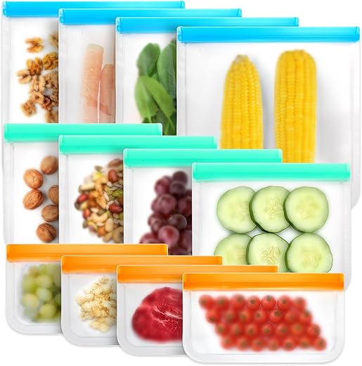 20 Reusable Silicone Freezer Bags ̵...
