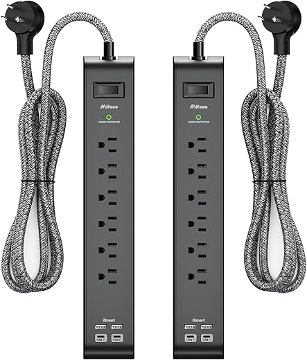 6-Outlet Power Strip with 4 USB Ports &...