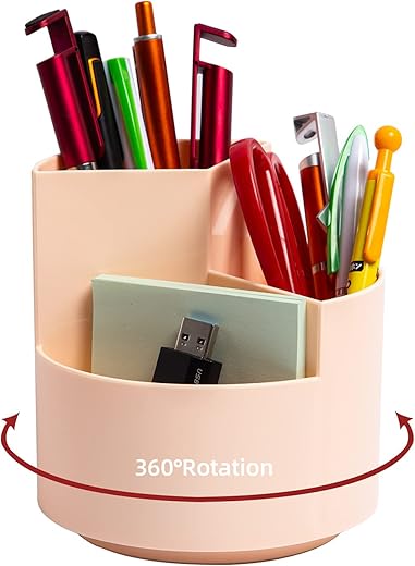 Cute Pink 3-Slot Spinning Pen Holder fo...