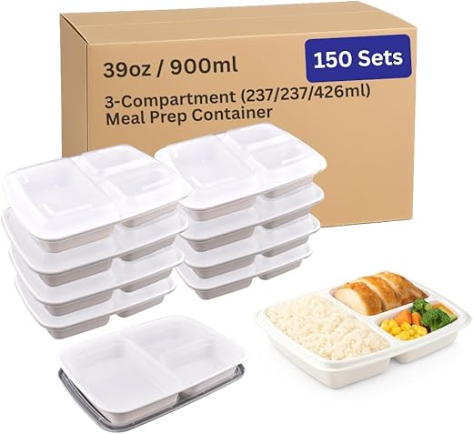 39oz 3-Compartment Clear Food Storage C...