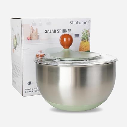 5L Stainless Steel Salad Spinner with N...
