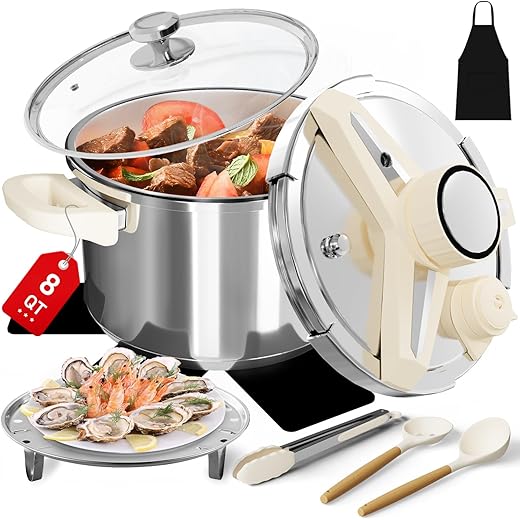 8 QT Stainless Steel Pressure Cooker Se...