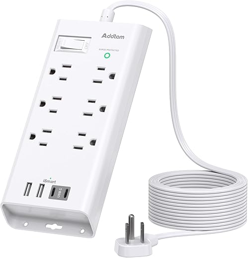 Addtam 10Ft Power Strip Surge Protector...
