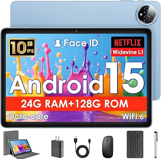 10″ Android 15 Tablet with Keyboa...