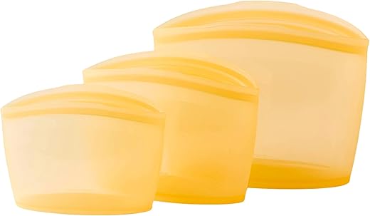 Blue Ginkgo 3-Pack Silicone Storage Bag...