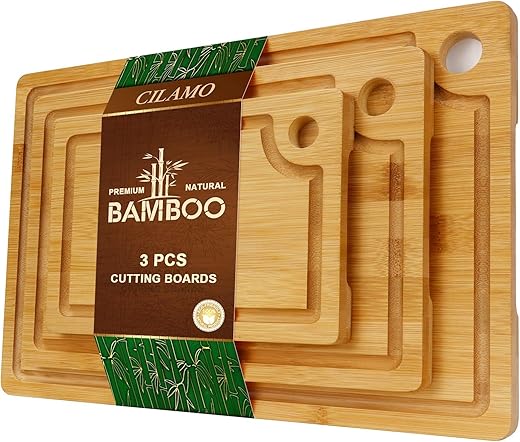 Premium Bamboo Cutting Board Set of 3 &...