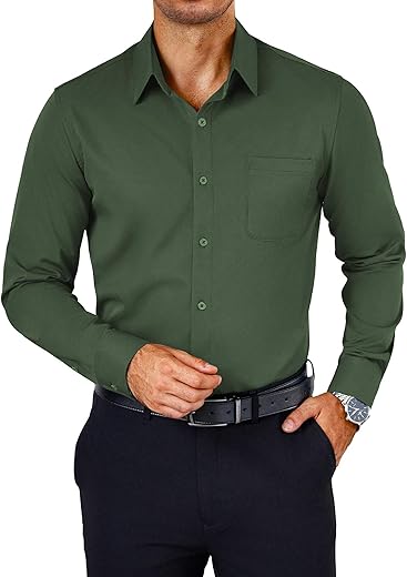 COOFANDY Men’s Non-Iron Long Slee...