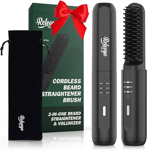Cordless Beard Straightener Brush for M...