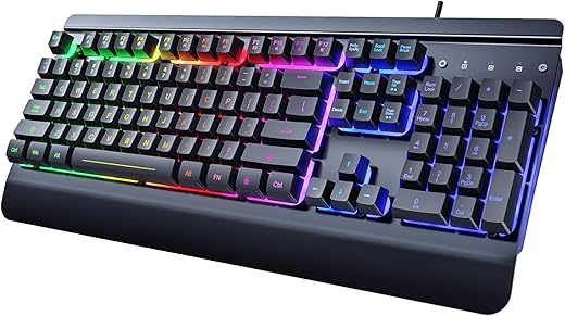 Rainbow LED Backlit Gaming Keyboard wit...