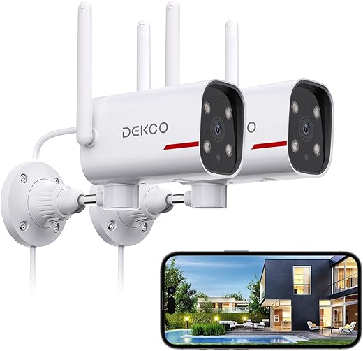 DEKCO 2-Pack 2K Outdoor Security Camera...