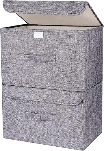 DIMJ Dark Grey Fabric Storage Bins with...