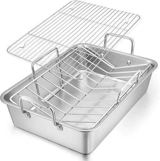 Stainless Steel Turkey Roaster Pan with...