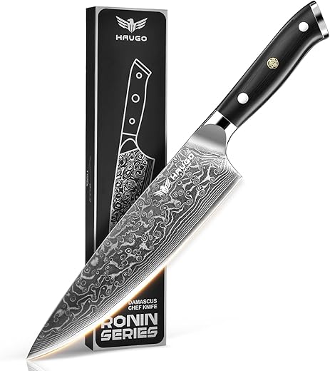 Haugo 8″ Damascus Chef Knife R...