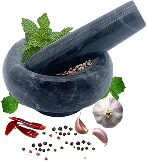 Hibucuo 3.5″ Marble Mortar and Pe...