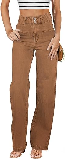 High Waisted Straight Leg Stretchy Wome...