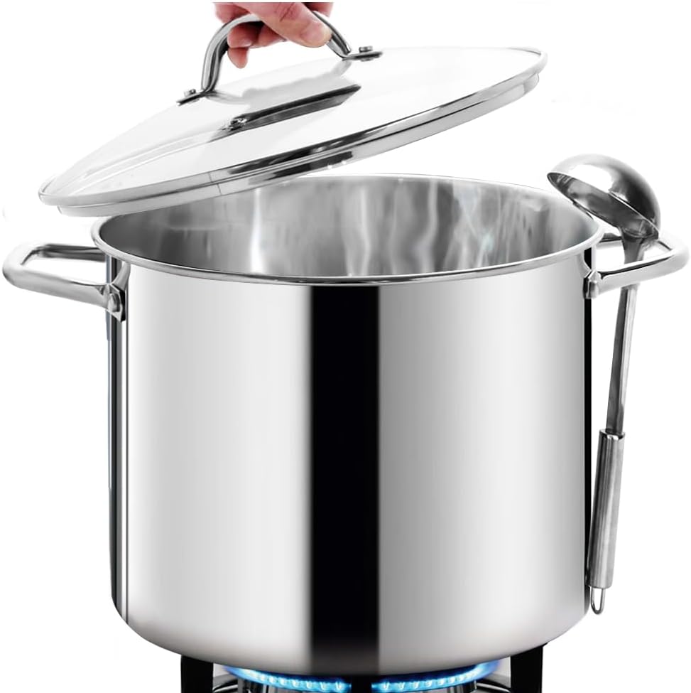 16 Quart Stainless Steel Stock Pot with...