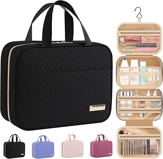 Travel Toiletry Bag with Hanging Hook &...