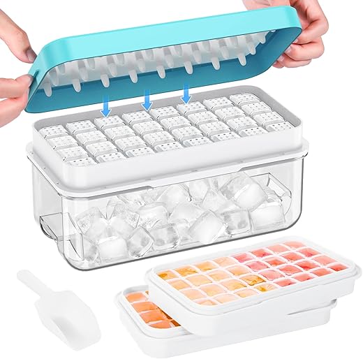 64-Cube Ice Tray Set with Lid & Sc...