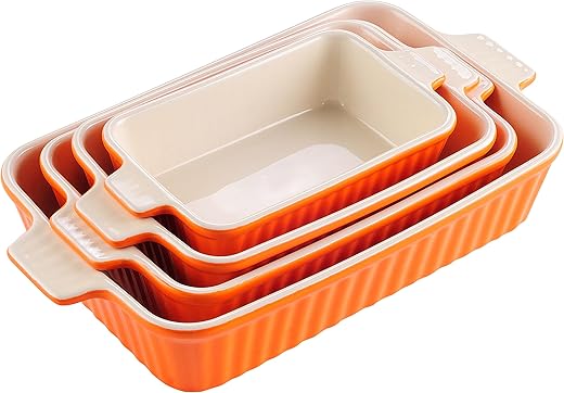 MALACASA 4-Piece Porcelain Bakeware Set...