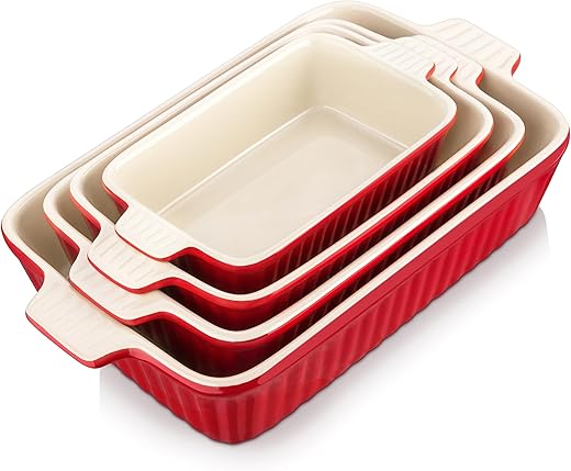 MALACASA 4-Piece Porcelain Bakeware Set...