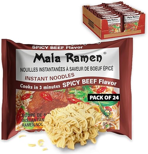 Mala Ramen Spicy Beef Instant Noodles &...