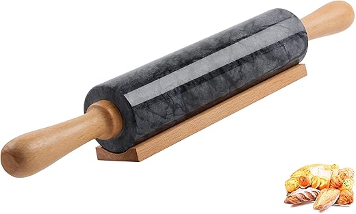Premium Marble Rolling Pin Set with Woo...