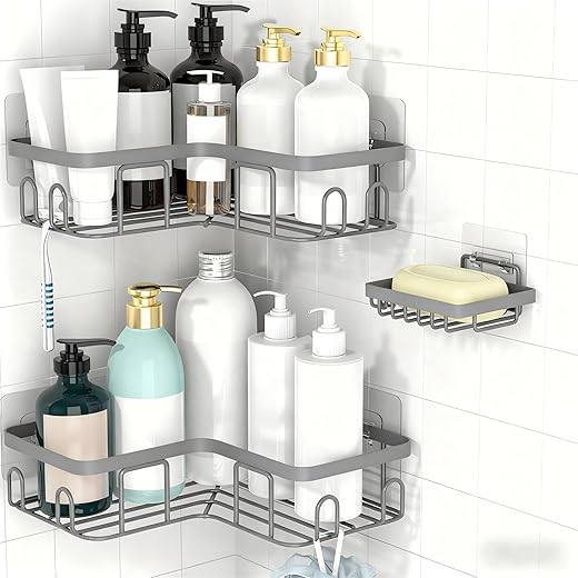 Rustproof 3-Pack Corner Shower Caddy wi...