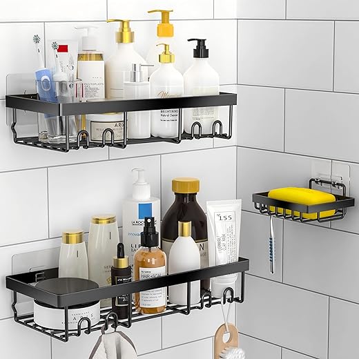 Rustproof Black Shower Caddy Shelf Set ...