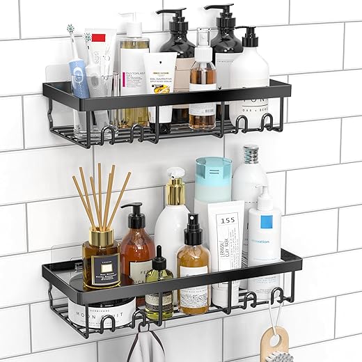 Self-Adhesive Black Shower Caddy Shelf ...