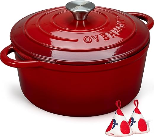 Overmont 5.5QT Enameled Cast Iron Dutch...