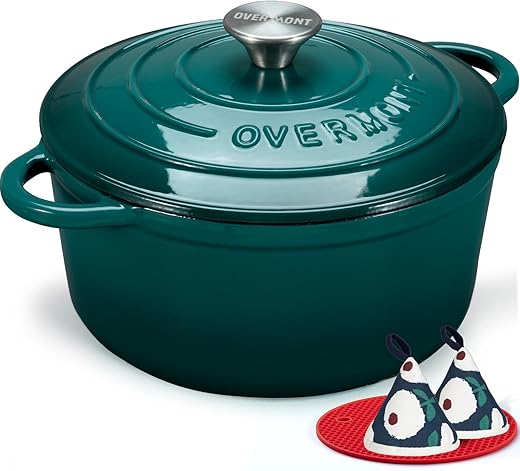 Overmont 5.5QT Enameled Cast Iron Dutch...