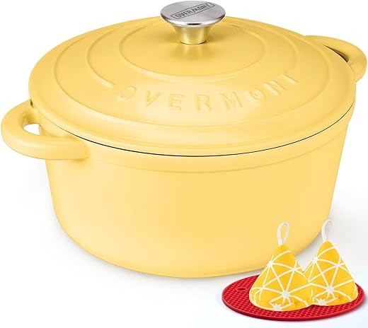 Overmont 5.5QT Enameled Cast Iron Dutch...