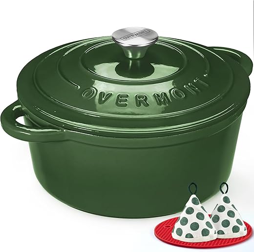 Overmont 5.5QT Enameled Cast Iron Dutch...