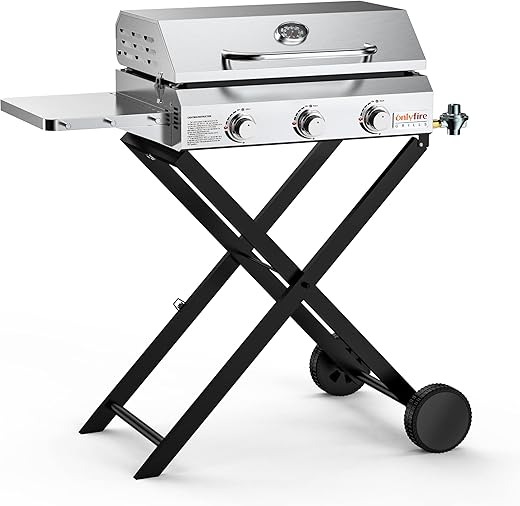 3-Burner BBQ Gas Griddle with Side Tabl...