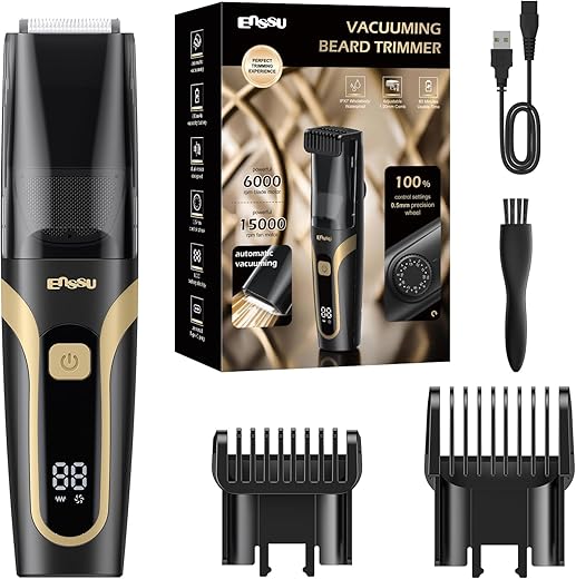 Rechargeable Vacuum Beard Trimmer for M...