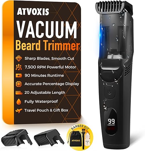 Rechargeable Waterproof Vacuum Beard Tr...