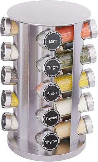 20-Jar Revolving Spice Rack Organizer w...