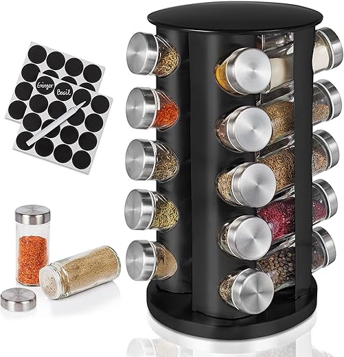 Rotating Spice Rack Organizer with Jars...