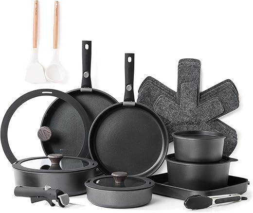 SENSARTE 24-Piece Nonstick Cookware Set...
