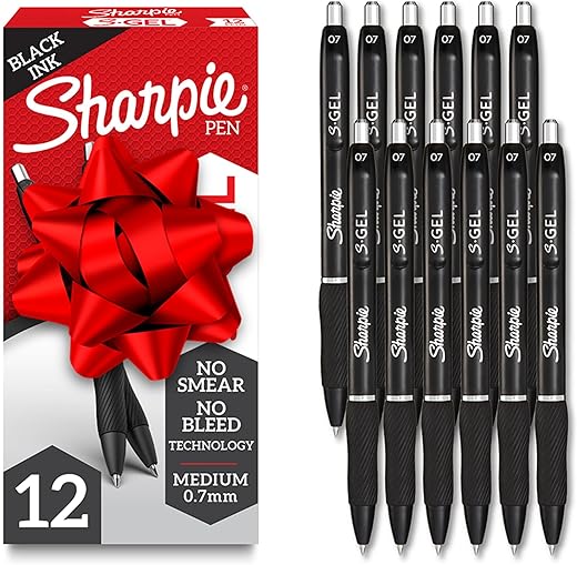 Sharpie S-Gel Black Gel Pens, Medium Po...