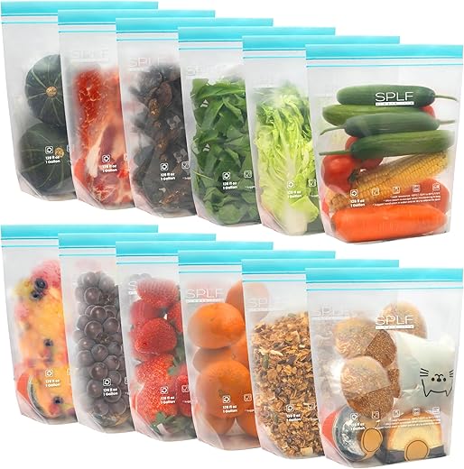 12 Pack Reusable 1 Gallon Freezer Bags ...