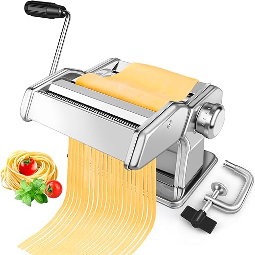 Stainless Steel Pasta Maker with 7 Thic...