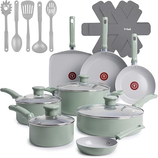 T-FAL 20-Piece Ceramic Non-Stick Cookwa...