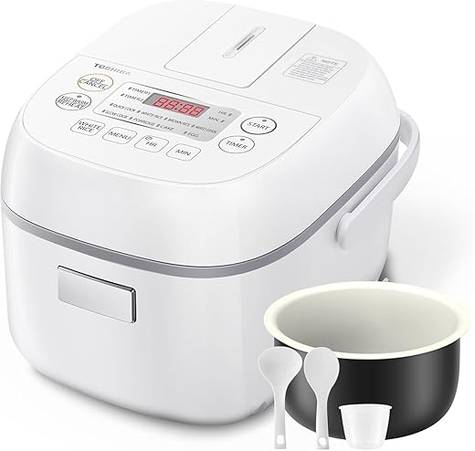 TOSHIBA 3-Cup Rice Cooker with LCD, 8 F...
