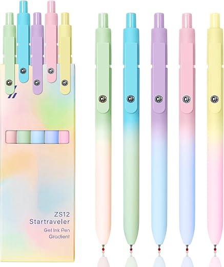 Premium 5-Pack Black Ink Gel Pens with ...