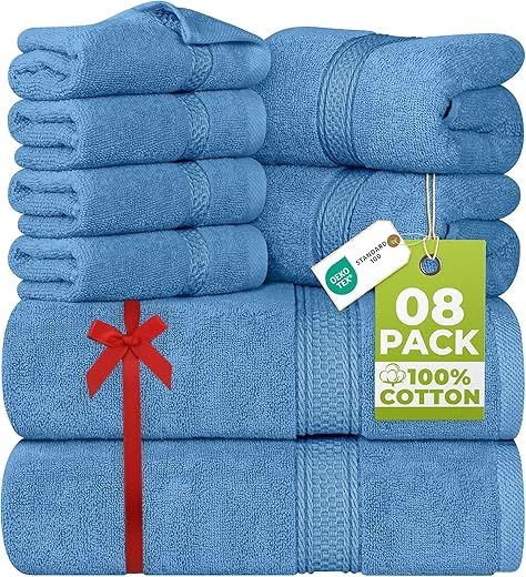Premium 8-Piece Electric Blue Towel Set...