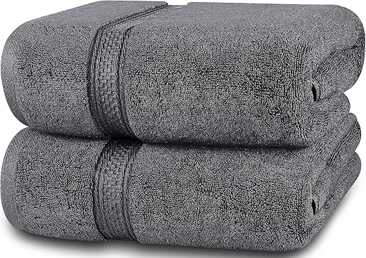 Premium 2-Pack Grey Bath Towels –...